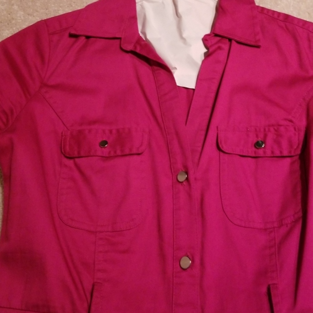 Worn once Raspberry Button Down Dress - Picture 2 of 7